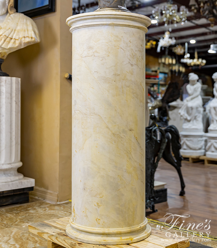 Marble Bases  - Oversized Pedestal In Antique White Marble - MBS-185